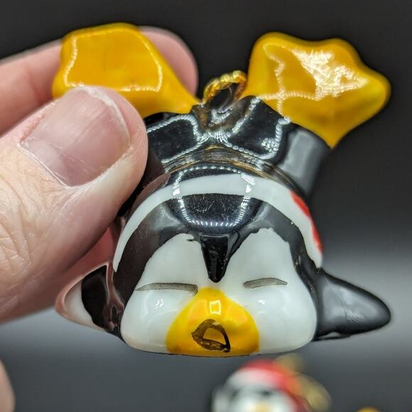 4 Vintage Penguin Christmas Ornaments Holiday Ceramic Cutesy Playful Japan? - Picture 3 of 16